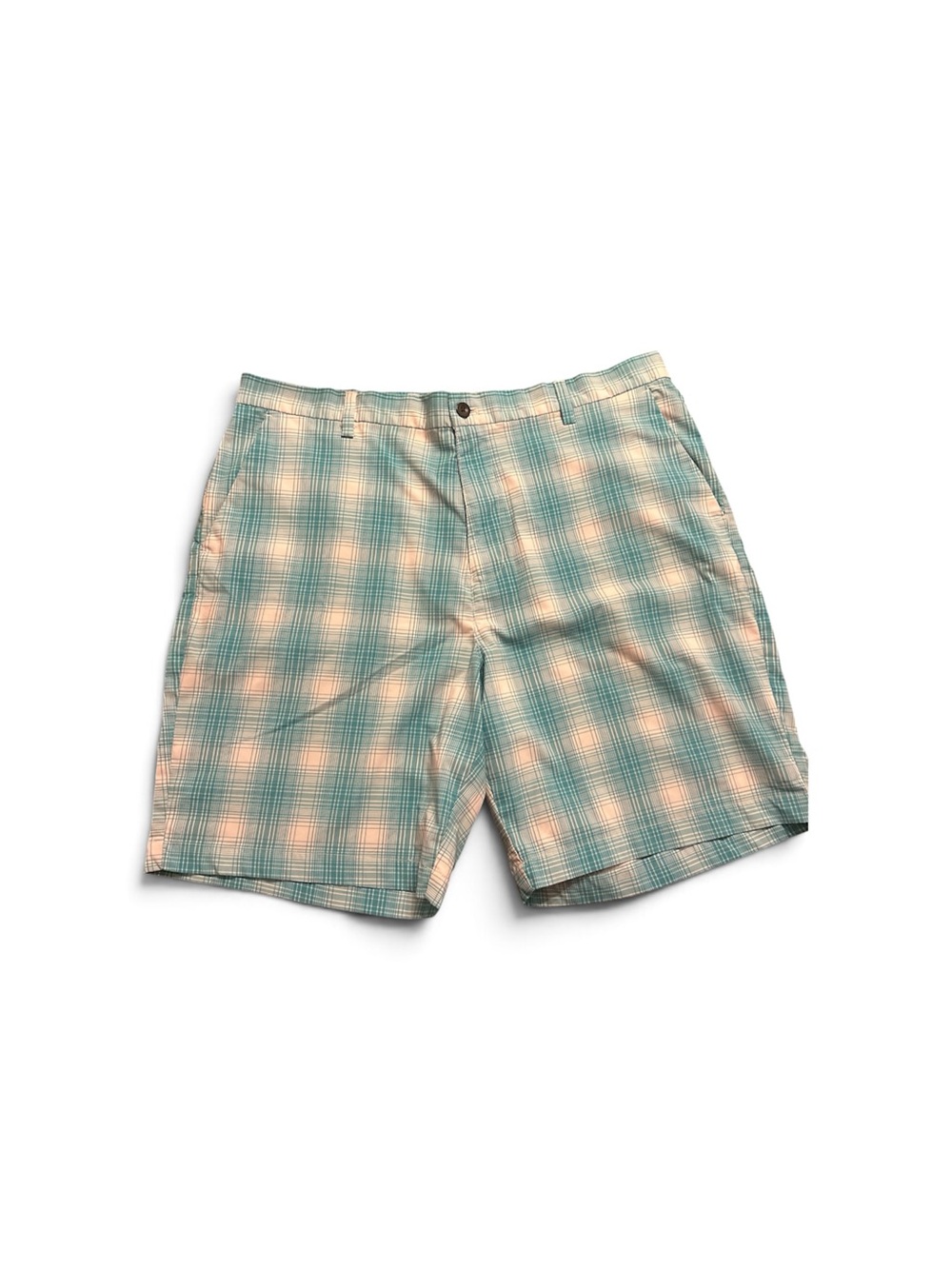 Chaps Plaid Shorts in Teal and Cream